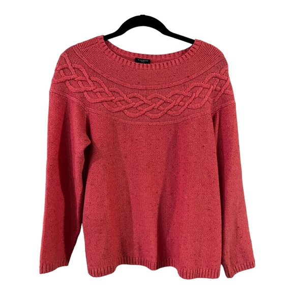 Talbots Sweaters - Talbots Petites Pink Lilac Cable Knit Heathered Long Sleeve Pullover Sweater LP
